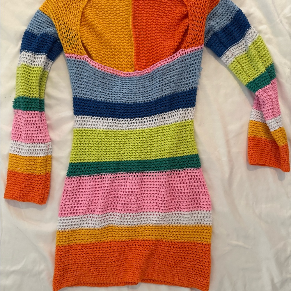 Colorblocked Striped Knit Dress